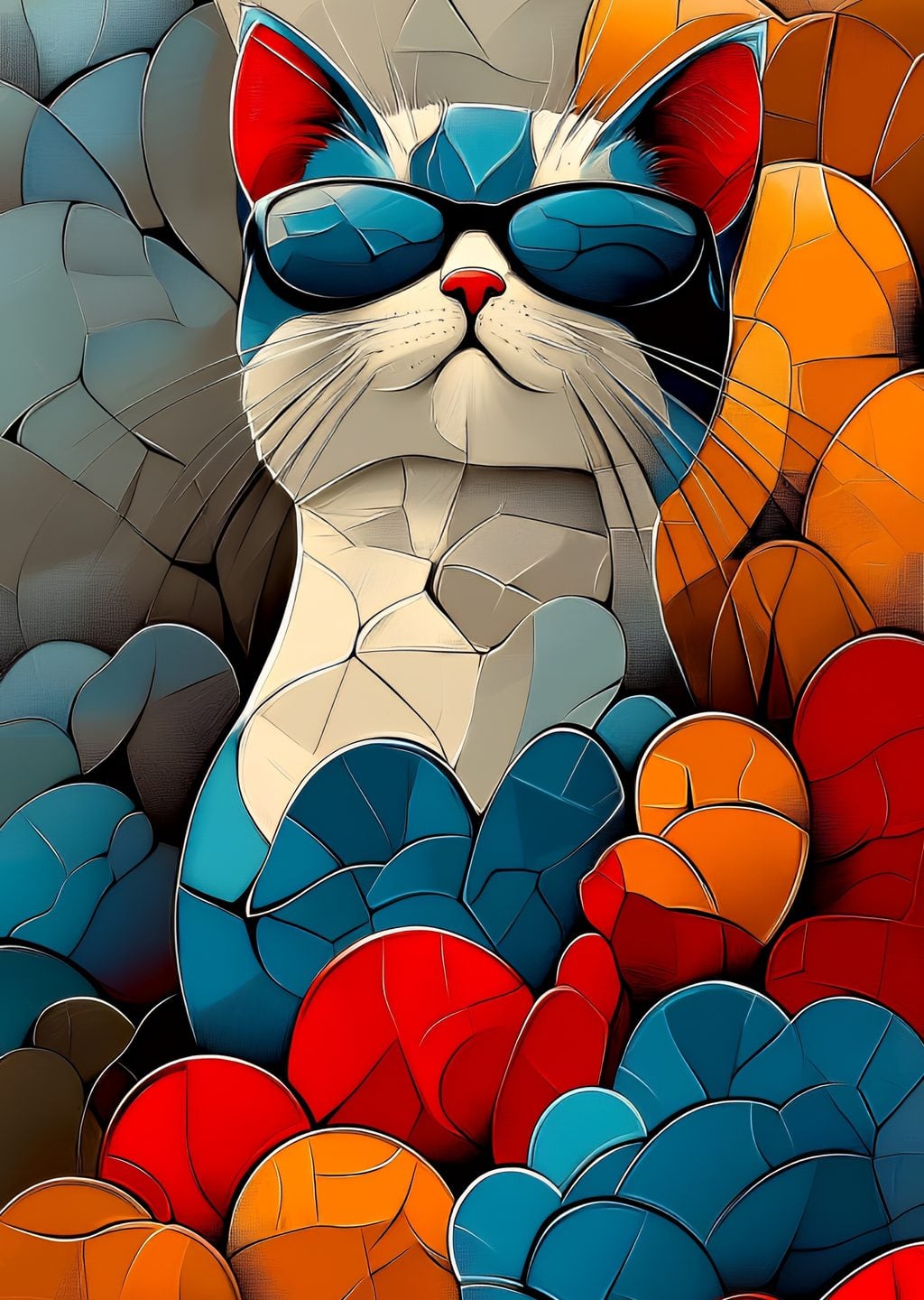 Güneş Gözlüklü Kedi: Soyut Sanat