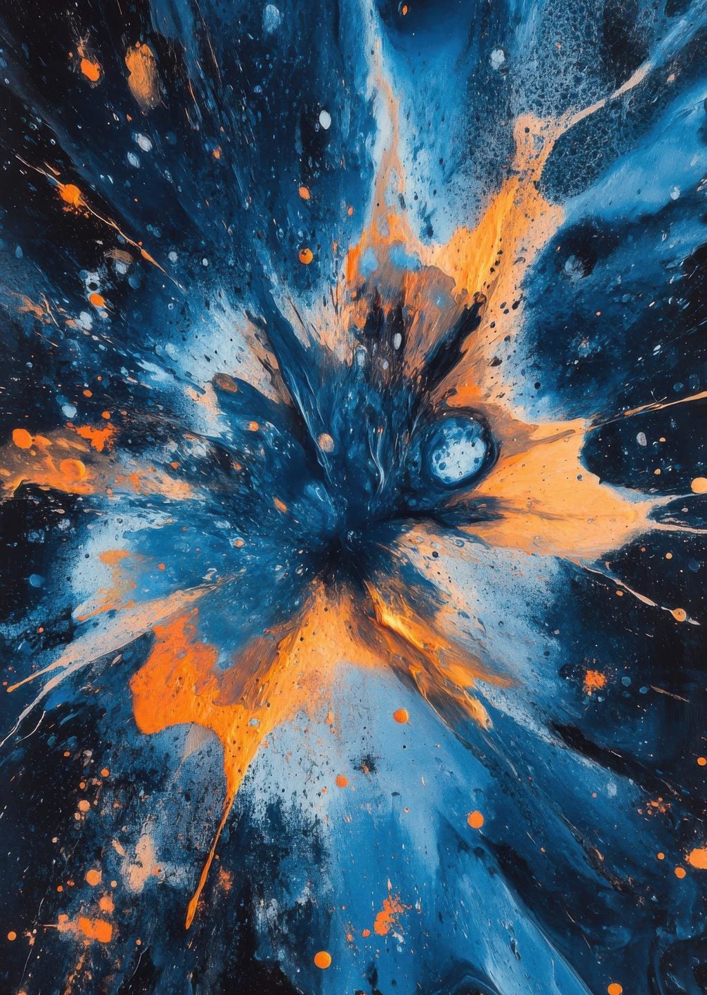 Soyut Sanat: Mavi ve Turuncu Patlama