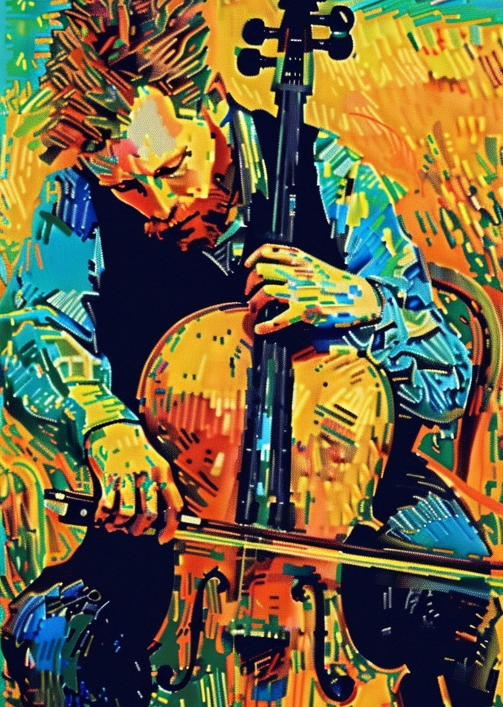 Van Gogh Tarzı Çellist