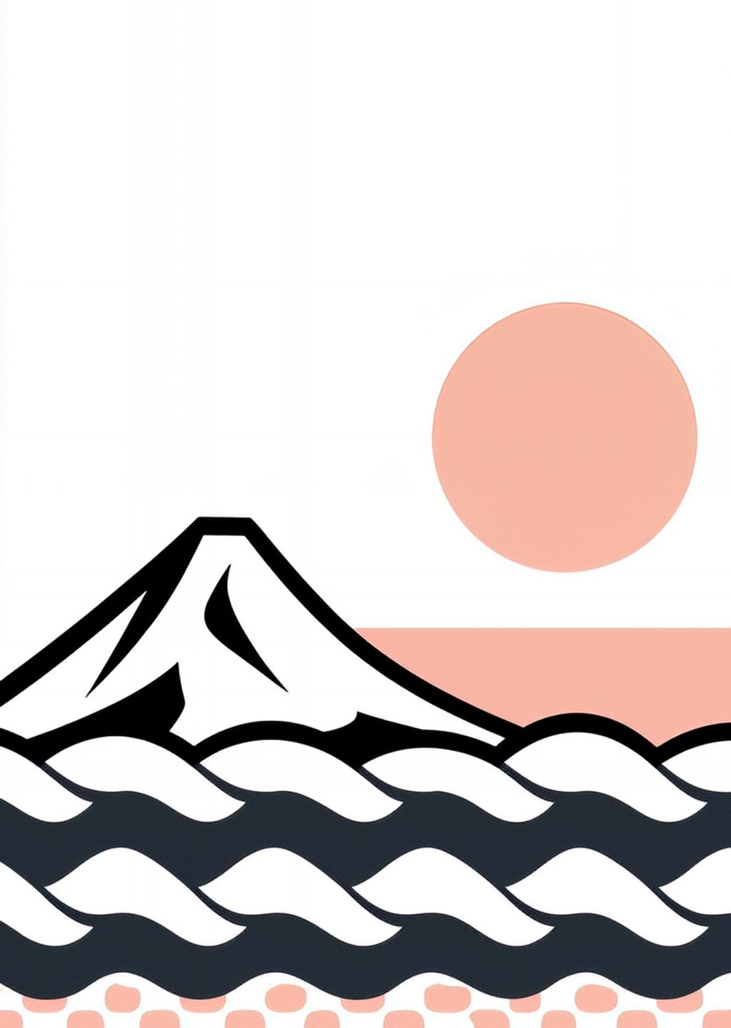Minimalist Dağ ve Deniz Manzarası