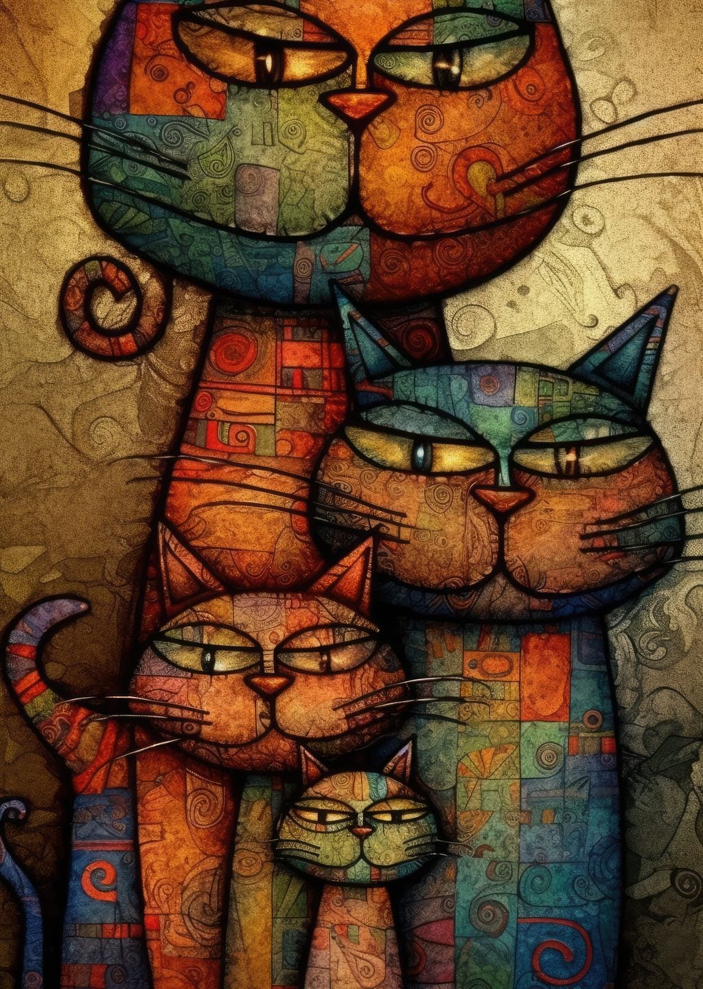 Renkli Kedi Ailesi: Sanat Eseri