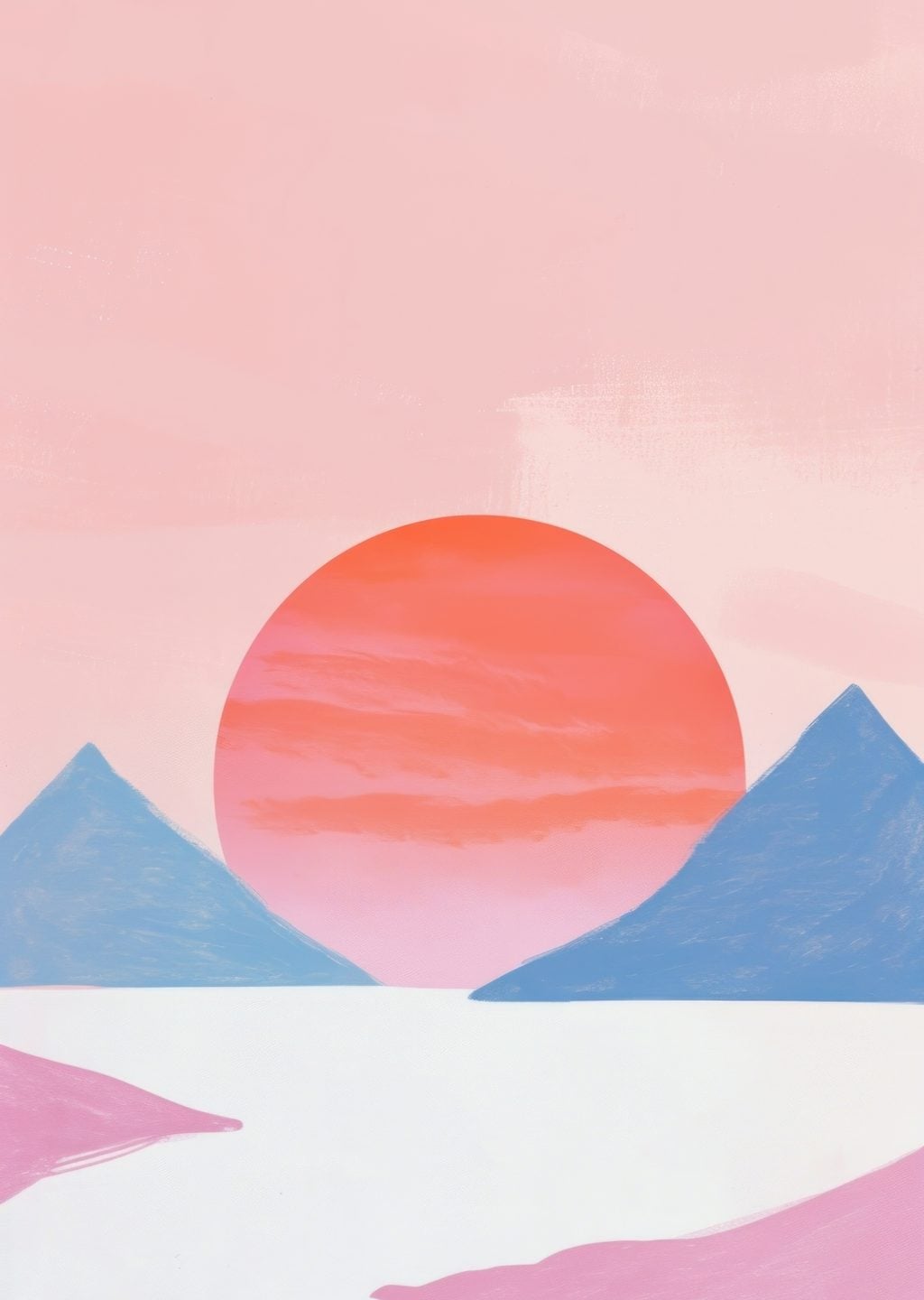 Minimalist Dağ Manzarası ve Güneş