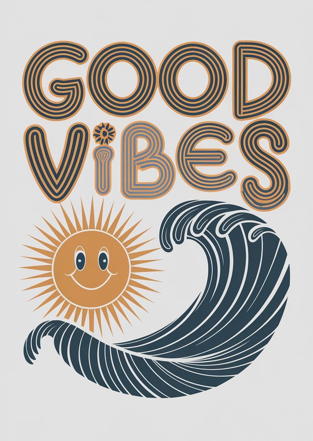 Good Vibes: Güneş ve Dalga İllüstrasyonu