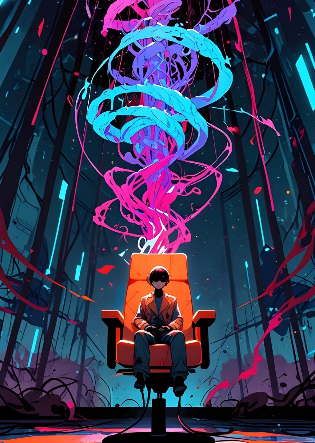 Anime Karakteri Yüksek Teknoloji Odası