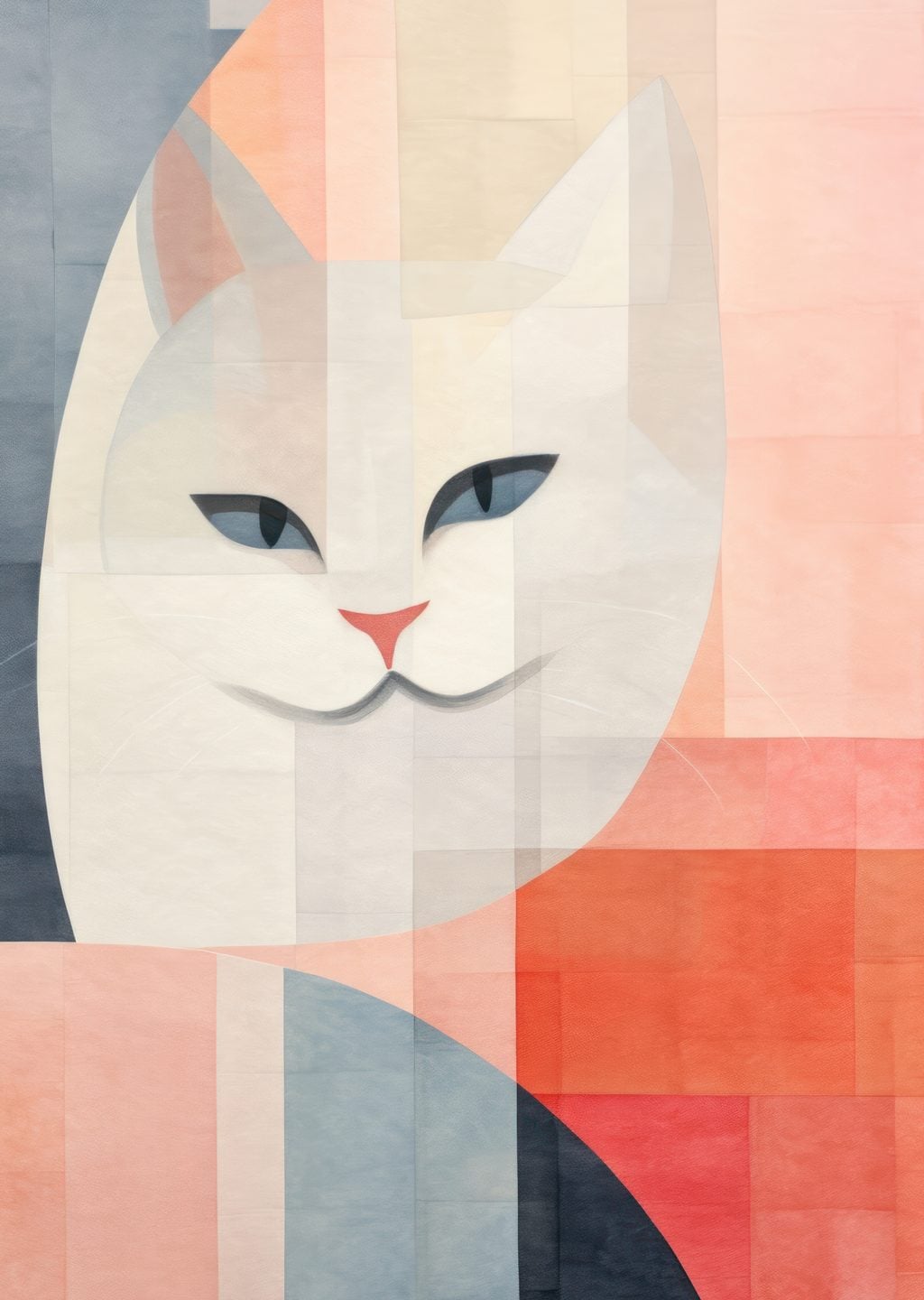 Minimalist Beyaz Kedi Portresi