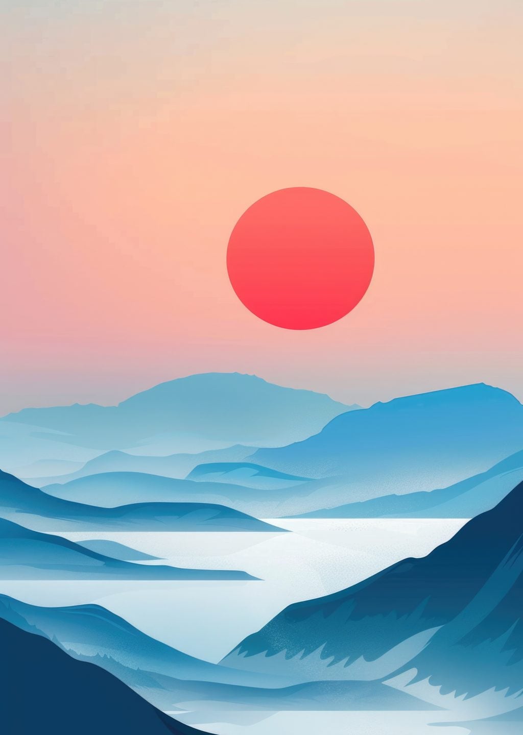 Minimalist Dağ Manzarası ile Güneş