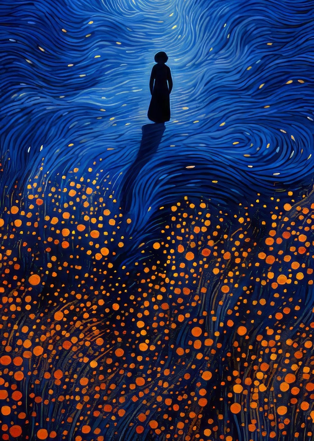 Gece Gökyüzünde Yalnız Bir Figür