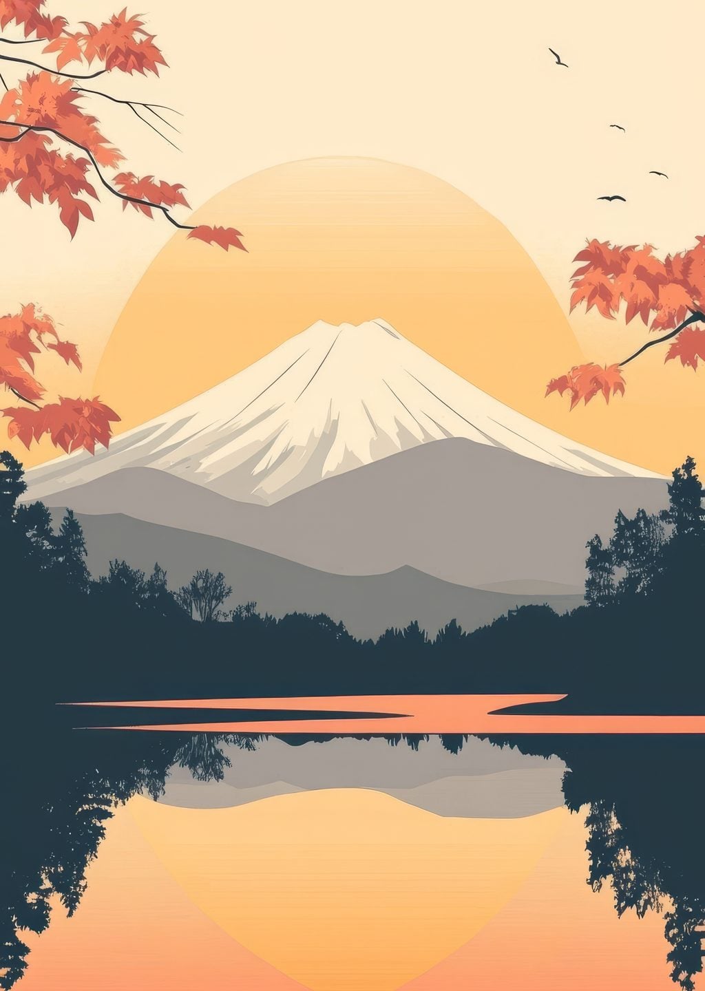 Fuji Dağı ve Güneşin Yansıması