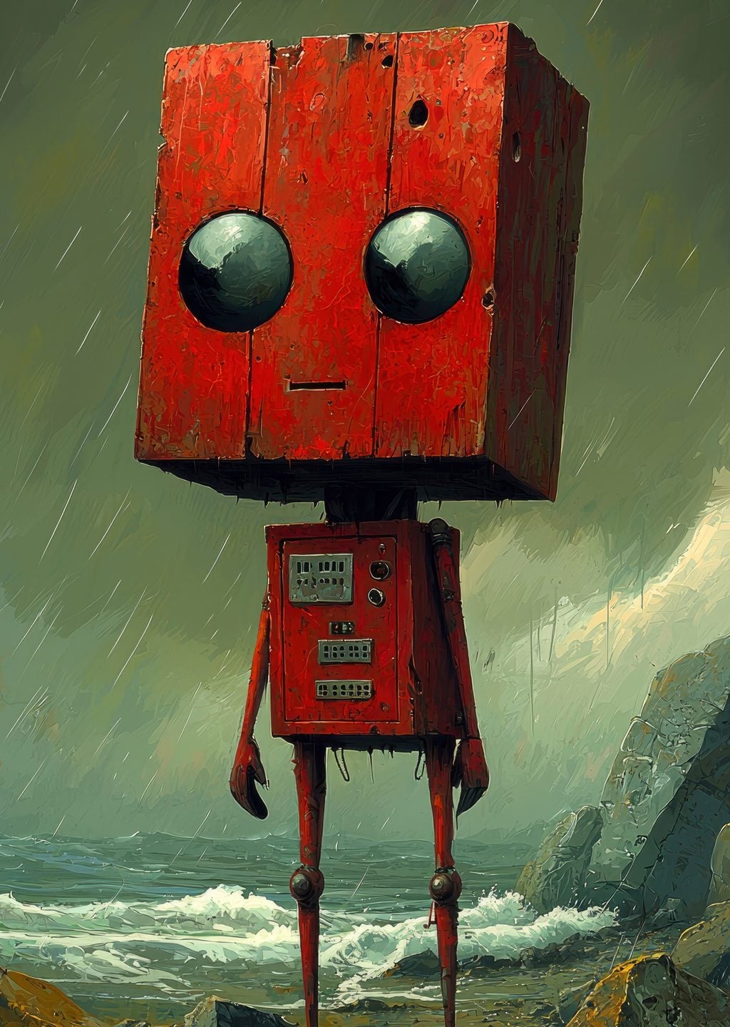 Yağmurlu Kırmızı Robot