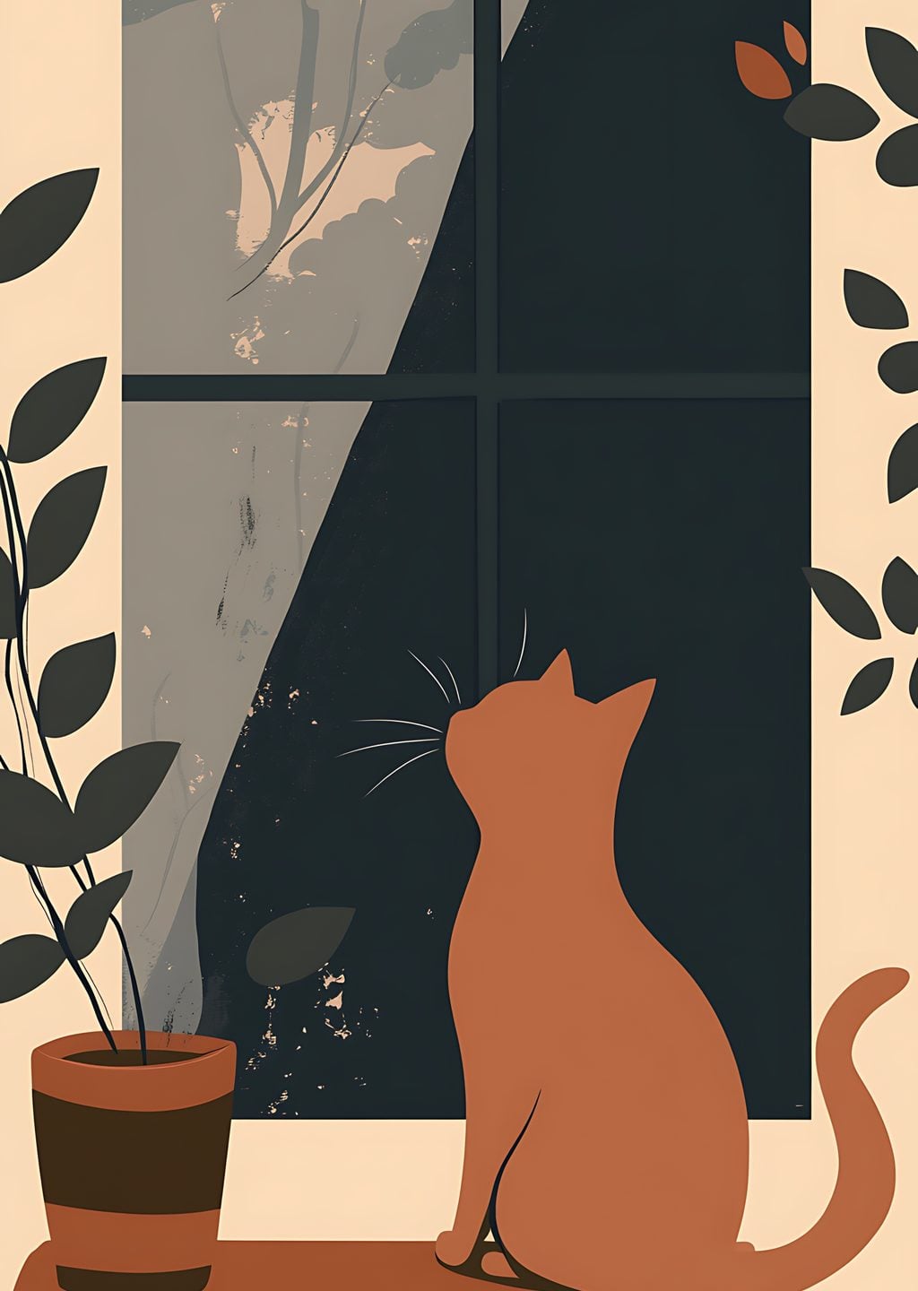 Pencerede Minimalist Kedi