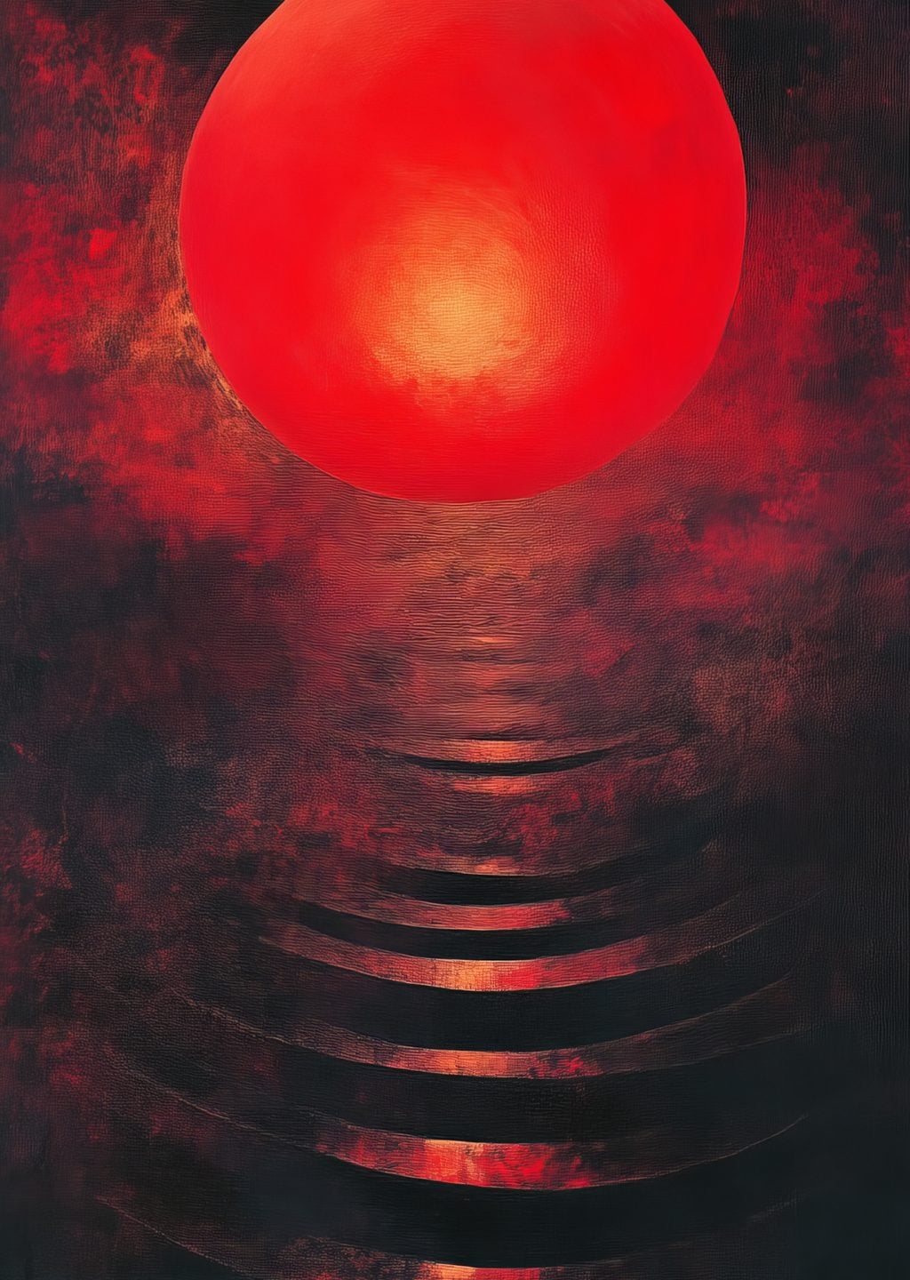Kırmızı Güneş: Soyut Sanat Eseri