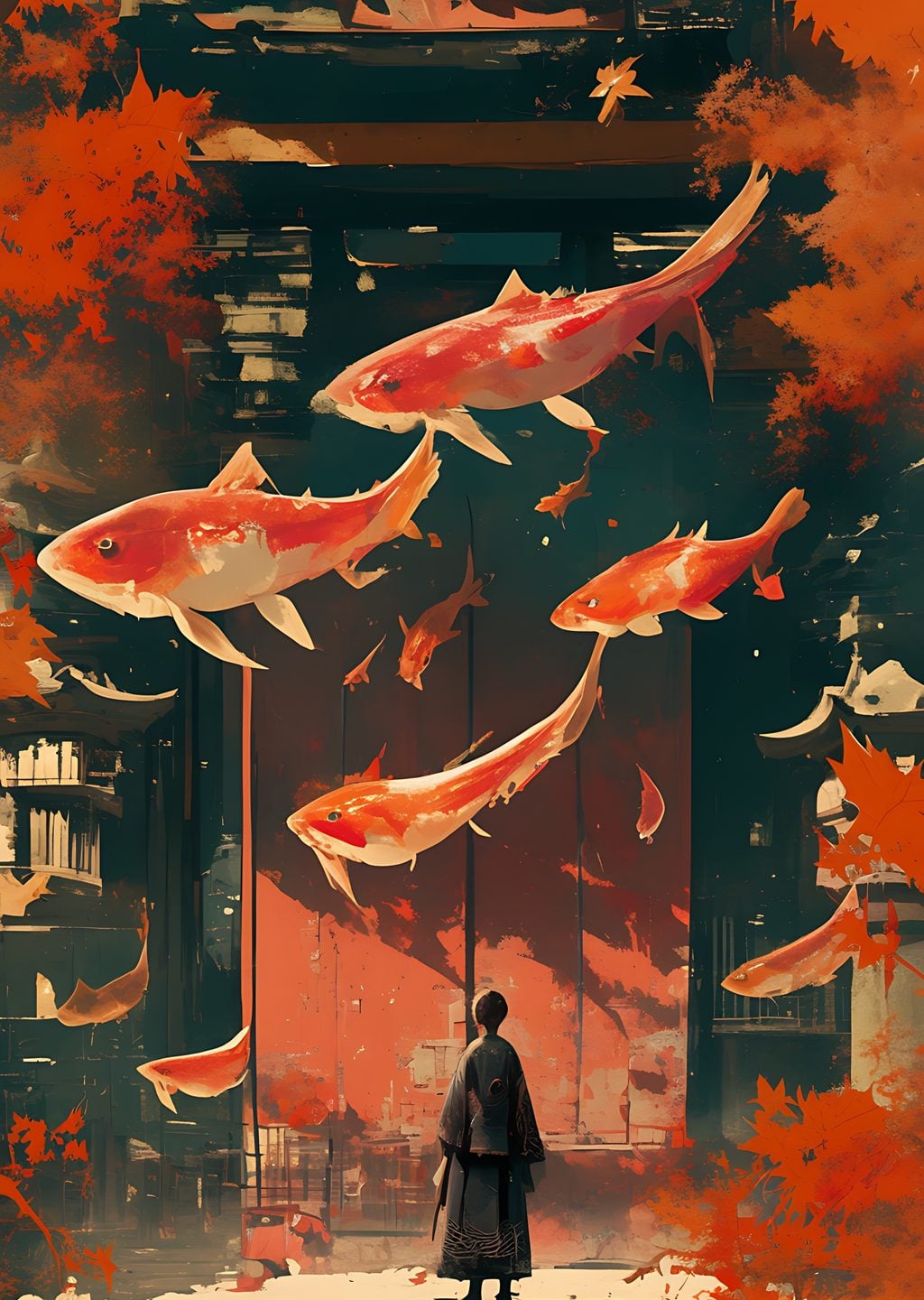 Koi Balıkları ve Geleneksel Japon Mimari