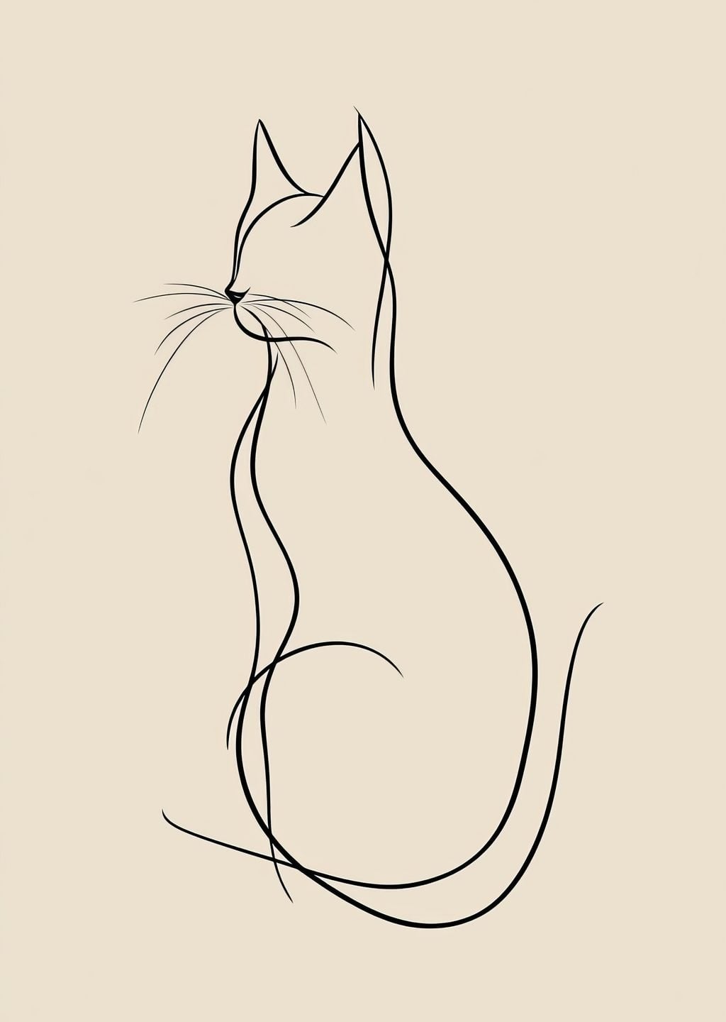 Minimalist Kedi İllüstrasyonu