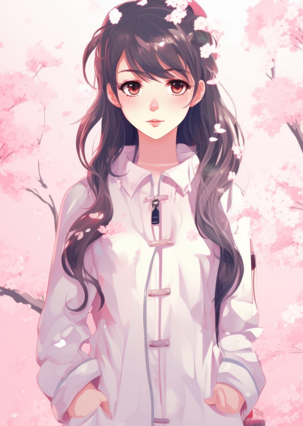Kiraz Çiçekleri Arasında Anime Kız