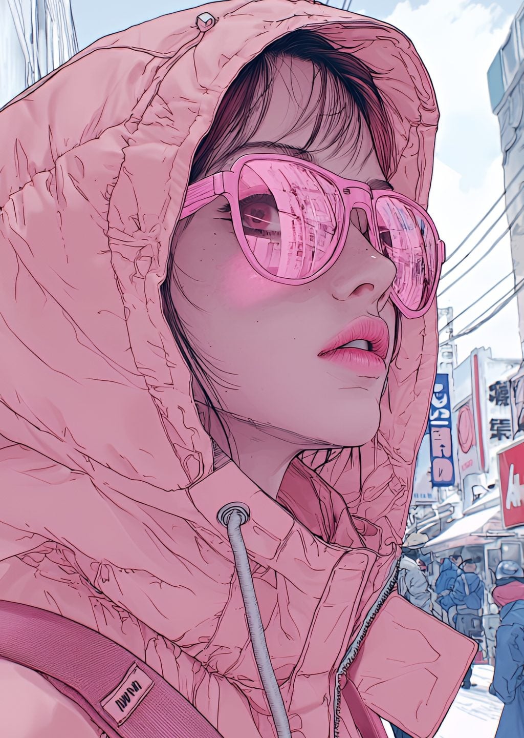 Pembe Güneşlikli Anime Kız