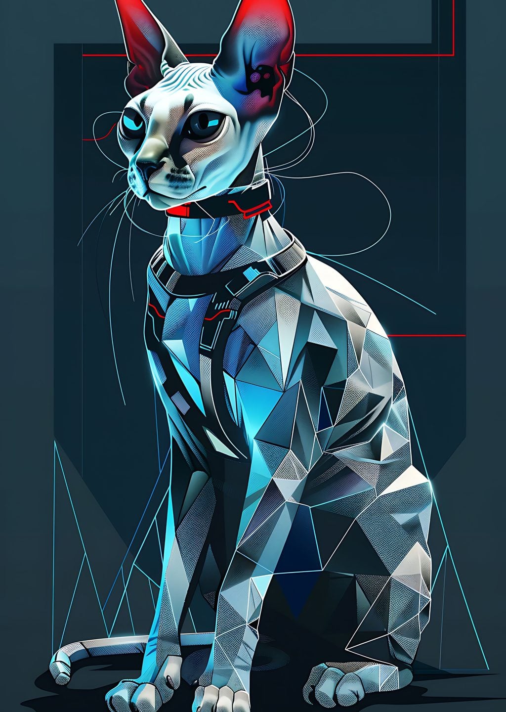 Geometrik Kedi İllüstrasyonu